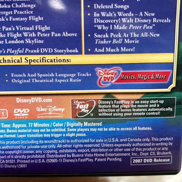 Walt Disney’s Peter Pan 2-disc platinum edition DVD - Picture 10 of 10